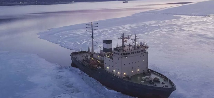 Big ship in Antarctic waters